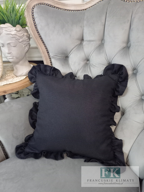 POSZEWKA 50x50cm CZERŃ ( na jaśka 40 x 40cm ) FALBANY , W STYLU GLAMOUR , LOFT POSZEWKA 50x50cm CZERŃ ( na jaśka 40 x 40cm ) FALBANY , W STYLU GLAMOUR , LOFT
