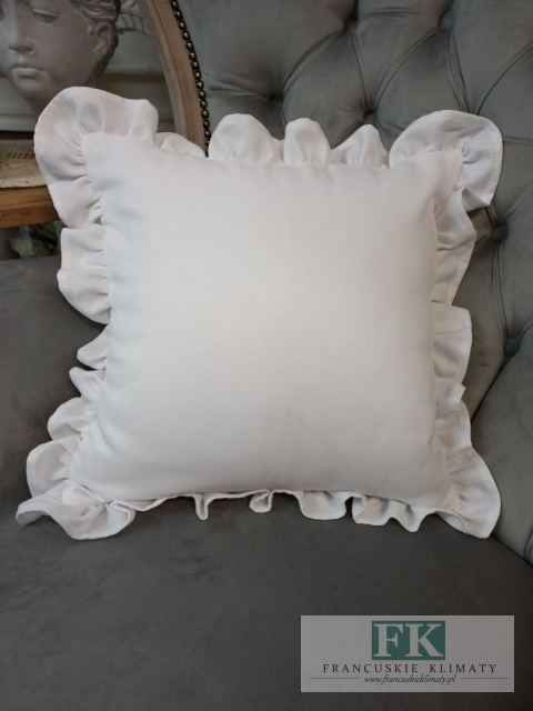 POSZEWKA 50x50cm BIEL ( na jaśka 40 x 40cm ) FALBANY , W STYLU GLAMOUR , LOFT POSZEWKA 50x50cm BIEL ( na jaśka 40 x 40cm ) FALBANY , W STYLU GLAMOUR , LOFT