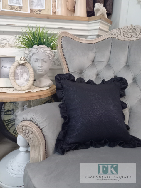 POSZEWKA 50x50cm CZERŃ ( na jaśka 40 x 40cm ) FALBANY , W STYLU GLAMOUR , LOFT POSZEWKA 50x50cm CZERŃ ( na jaśka 40 x 40cm ) FALBANY , W STYLU GLAMOUR , LOFT