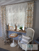 KPL FIRANA DRAPERIA + ZASŁONY WOAL LAMÓWKA ECRU , KWIATY , VINTAGE RETRO