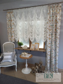 KPL FIRANA DRAPERIA + ZASŁONY WOAL LAMÓWKA ECRU , KWIATY , VINTAGE RETRO