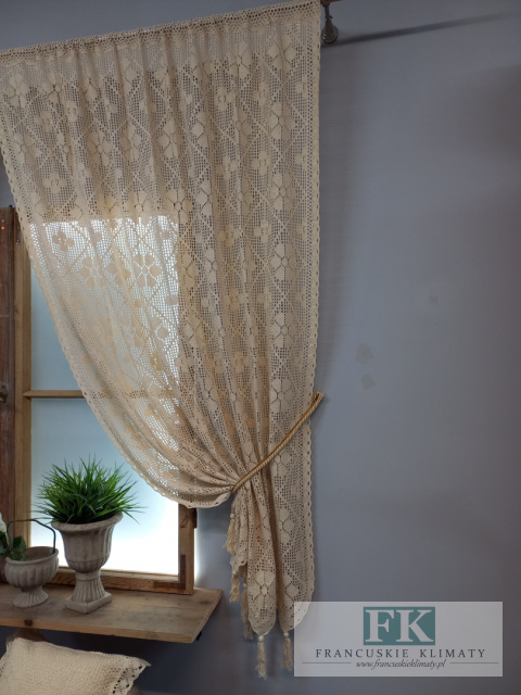 ZASŁONA gotowa babcine robótki BAWEŁNA 140/180 NATURA