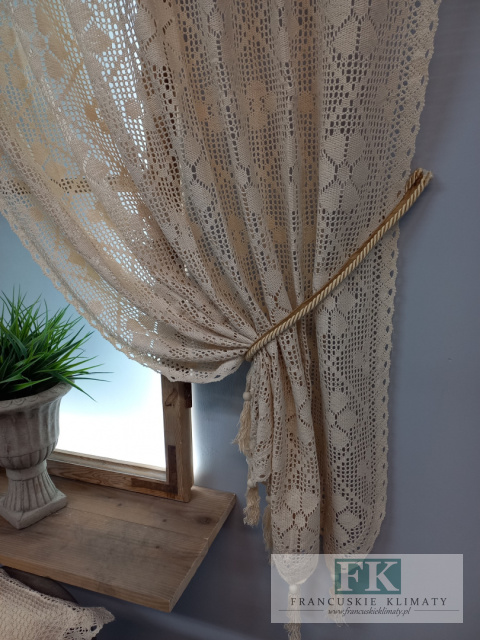 ZASŁONA gotowa babcine robótki BAWEŁNA 140/180 NATURA