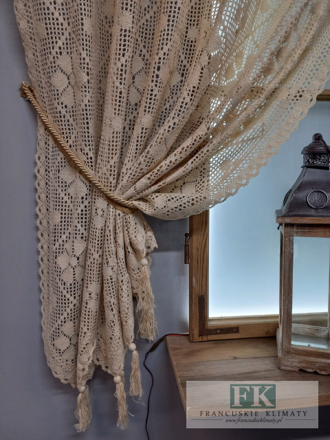 ZASŁONA gotowa babcine robótki BAWEŁNA 140/180 NATURA