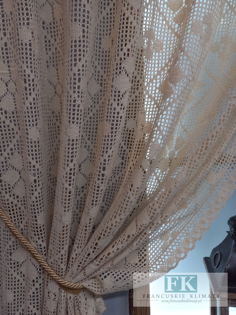 ZASŁONA gotowa babcine robótki BAWEŁNA 140/180 NATURA