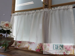 ZAZDROSTKA 130/50 batyst krem , margines kwiaty, PROWANSJA , SHABBY CHIC