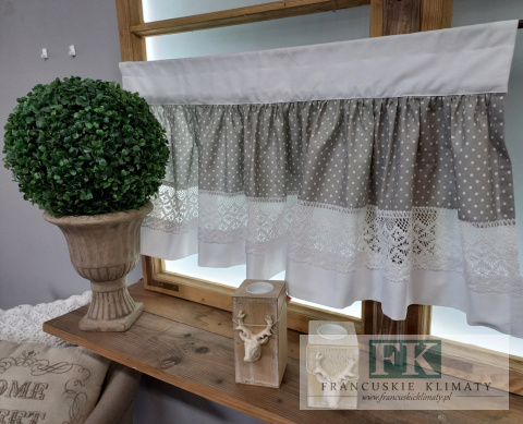 ZAZDROSTKA SZYTA kropki białe na szarym tle, WYS 45 CM SHABBY NA WYMIAR , BAWEŁNA 100% ZAZDROSTKA SZYTA kropki białe na szarym tle, WYS 45 CM SHABBY NA WYMIAR , BAWEŁNA 100%