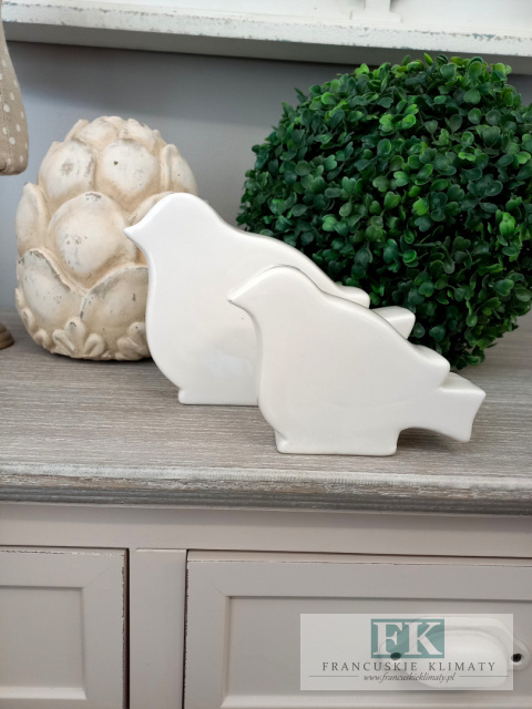 FIGURKA PTASZEK DEKORACYJNY BIAŁY WYS 12,5 CM