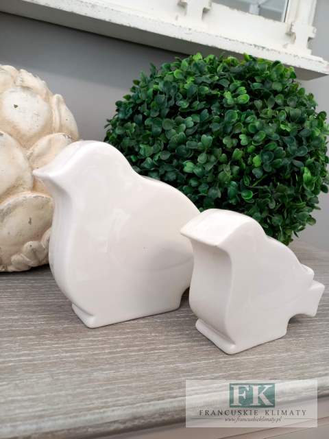 FIGURKA PTASZEK DEKORACYJNY BIAŁY WYS 12,5 CM