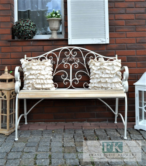 ŁAWKA KUTY METAL HOME & GARDEN Z DREWNIANYM SIEDZISKIEM W STYLU FRANCUSKIM , PROWANSALSKIM , SHABBY , LOFT. ŁAWKA KUTY METAL HOME & GARDEN Z DREWNIANYM SIEDZISKIEM W STYLU FRANCUSKIM , PROWANSALSKIM , SHABBY , LOFT.