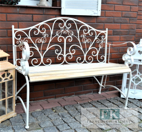 ŁAWKA KUTY METAL HOME & GARDEN Z DREWNIANYM SIEDZISKIEM W STYLU FRANCUSKIM , PROWANSALSKIM , SHABBY , LOFT. ŁAWKA KUTY METAL HOME & GARDEN Z DREWNIANYM SIEDZISKIEM W STYLU FRANCUSKIM , PROWANSALSKIM , SHABBY , LOFT.
