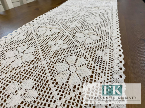 OBRUS NICIANY BIEŻNIK szydełko 40 X 180 CM , 100 % BAWEŁNA tkany klockowo SZYDEŁKOWY OBRUS NICIANY BIEŻNIK szydełko 40 X 180 CM , 100 % BAWEŁNA tkany klockowo SZYDEŁKOWY