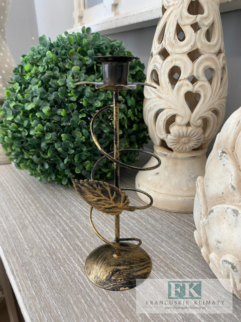ŚWIECZNIK METALOWY WYS 20 CM LISTEK