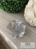 ŚWIECZNIK SZKLANY 6 KĄTNY NA TEALIGHT