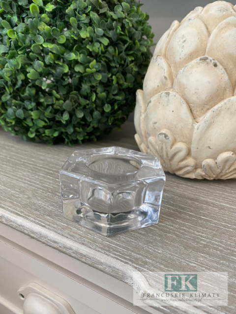 ŚWIECZNIK SZKLANY 6 KĄTNY NA TEALIGHT