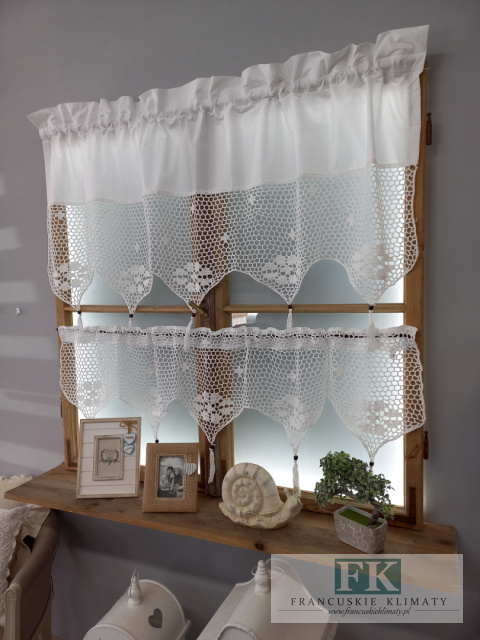 ZAZDROSTKA SZYDEŁKOWA "BABCINE ROBÓTKI" 70/200 BIEL , PROWANSJA , SHABBY
