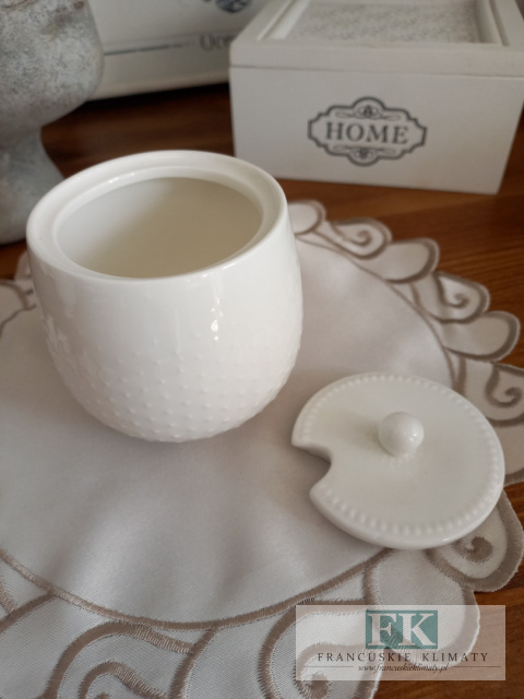 KOLEKCJA WHITE DROP KPL. CUKIERNICA+MLECZNIK wys. 9 cmstyl francuski, shabby, vintage