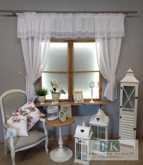 KPL LAMBREKIN + 2 BOKI GIPIURA BIEL , prowansja , shabby chic