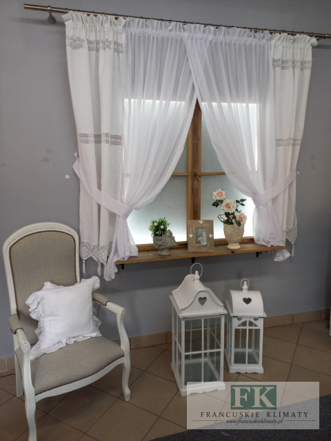 KPL OKIENNY PROWANSJA firana boki NATURA BAWEŁNA KORONKA ETAMINA