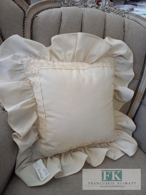 POSZEWKA 65x65cm ( na jaśka 45 x 45cm ) FALBANY KORONKA STYL FRANCUSKI SIELANKA VITANGE RETRO
