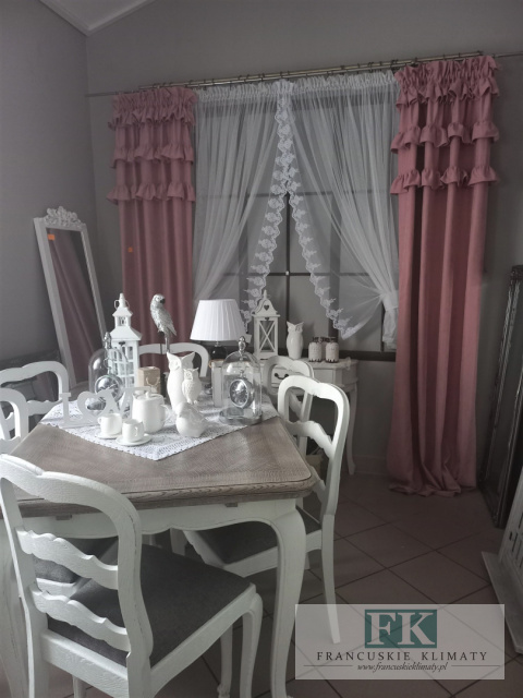 ZASŁONA 140/250 CM FALBANY retro vintage brudny róż