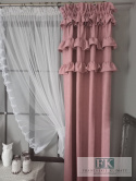 ZASŁONA 140/250 CM FALBANY retro vintage brudny róż