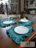 serwetka PODKŁADKI PODKŁADKA 35X45 CM FALBANY TURKUS W STYLU FRANCUSKIM ANGIELSKIM SHABBY PROWENSALSKIM