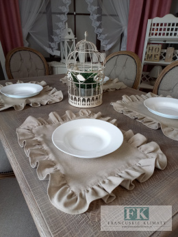 PRZEPIĘKNE PODKŁADKI PODKŁADKA 35X45 CM FALBANY NATURALNE W STYLU FRANCUSKIM ANGIELSKIM SHABBY PROWENSALSKIM