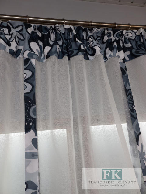 PANEl SZARFA EKRAN ROLETKA 140/140 BATYST , TKANINA KWIATY , PROWANSJA SHABBY CHIC