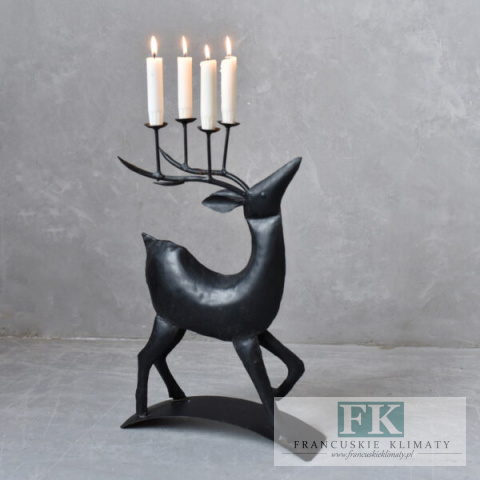 ŚWIECZNIK METAL JELEŃ WYS 46 CM VINTAGE FRANCJA JELONEK RENIFER ŚWIECZNIK METAL JELEŃ WYS 46 CM VINTAGE FRANCJA JELONEK RENIFER