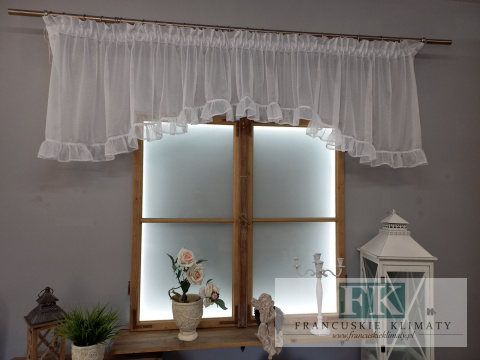 ZLAMBREKIN ŁUCZEK Z FALBANKĄ , MARKIZETA , 385/70 SHABBY , CHIC , PROWANSJA ZLAMBREKIN ŁUCZEK Z FALBANKĄ , MARKIZETA , 385/70 SHABBY , CHIC , PROWANSJA