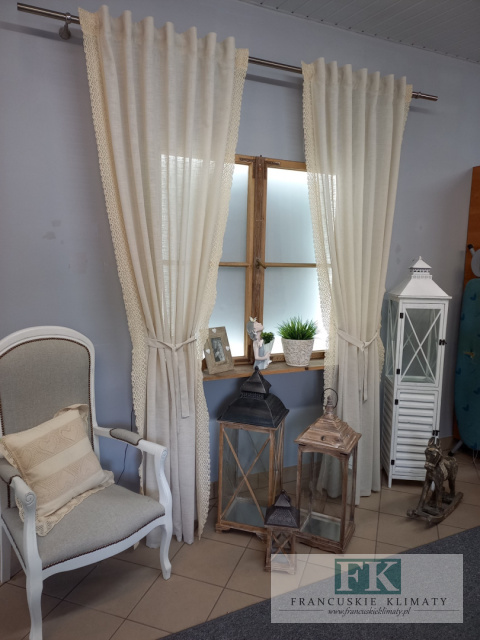 FIRANA/ZASŁONA LEN - szeroka KORONKA 140/250 FIRANA/ZASŁONA LEN - szeroka KORONKA 140/250
