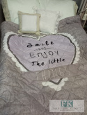 NARZUTA PIKOWANA SMILE ENJOY 170 X 210 CM BAWEŁNA SHABBY , PROWANSJA , VINTAGE