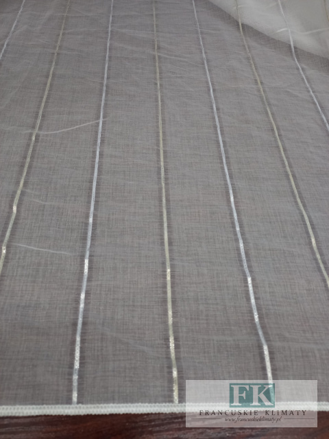 MATERIAŁ TKANINA BATYST BIEL , PASECZKI ZŁOTO SREBRO , WYS 300 CM ,, LOFT VINTAGE