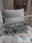 POSZEWKA VELVET - PLUSZ TRZY DEKORACYJNE FALBANY 40/40, STALOWE SREBRO POSZEWKA VELVET - PLUSZ TRZY DEKORACYJNE FALBANY 40/40, STALOWE SREBRO