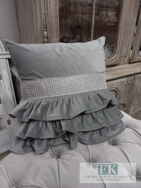 POSZEWKA VELVET - PLUSZ TRZY DEKORACYJNE FALBANY 40/40, STALOWE SREBRO POSZEWKA VELVET - PLUSZ TRZY DEKORACYJNE FALBANY 40/40, STALOWE SREBRO