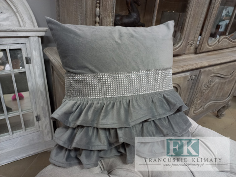 POSZEWKA VELVET - PLUSZ TRZY DEKORACYJNE FALBANY 40/40, STALOWE SREBRO POSZEWKA VELVET - PLUSZ TRZY DEKORACYJNE FALBANY 40/40, STALOWE SREBRO