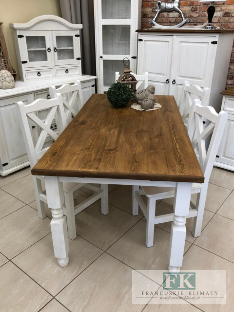 KOMPLET LITE DREWNO ! STÓŁ + 6 KRZESEŁ - 180 X 90 CM KOMPLET LITE DREWNO ! STÓŁ + 6 KRZESEŁ - 180 X 90 CM