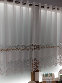 ZAZDROSTKA ETAMINA HAFT AŻUR WYS 90 CM , PROWANSJA , SHABBY CHIC , VINTAGE