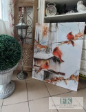 OBRAZ NA PŁÓTNIE PTAKI NA GAŁĘZI 70X100 CM