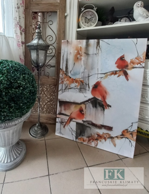 OBRAZ NA PŁÓTNIE PTAKI NA GAŁĘZI 70X100 CM