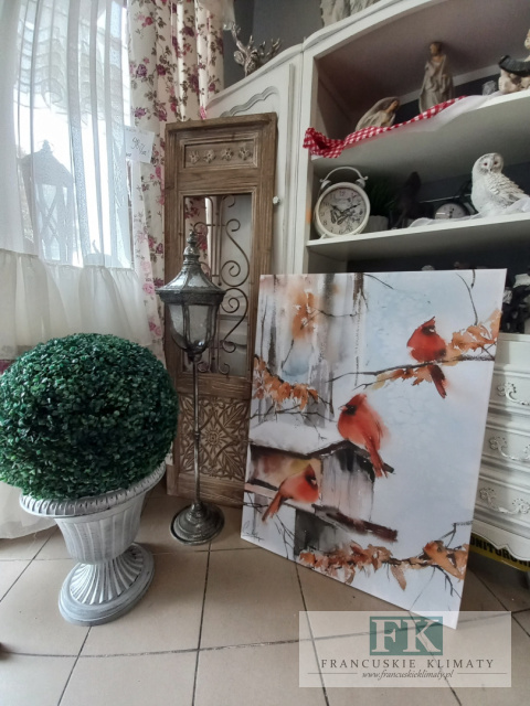 OBRAZ NA PŁÓTNIE PTAKI NA GAŁĘZI 70X100 CM