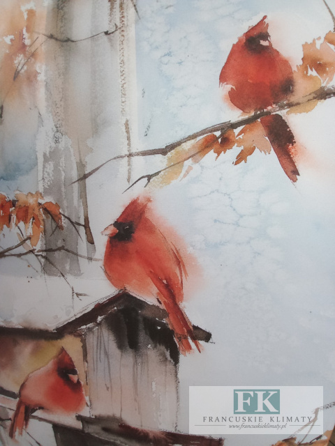 OBRAZ NA PŁÓTNIE PTAKI NA GAŁĘZI 70X100 CM