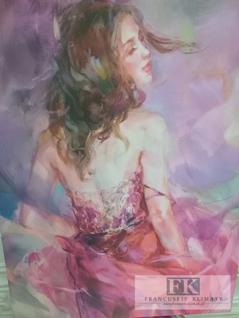 OBRAZ NA PŁÓTNIE 45X60 cm DZIEWCZYNA W RÓŻU