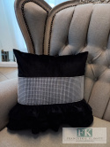 POSZEWKA GLAMOUR 40/40VELVET PLUSZ TRZY FALBANY cyrkonie , CZERŃ