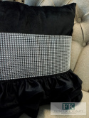 POSZEWKA GLAMOUR 40/40VELVET PLUSZ TRZY FALBANY cyrkonie , CZERŃ