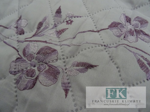 KŁ. NARZUTA PIKOWANA LAWENDOWA 220 X 240 CM BAWEŁNA SHABBY , PROWANSJA , VINTAGE
