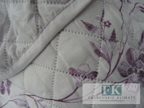 KŁ. NARZUTA PIKOWANA LAWENDOWA 220 X 240 CM BAWEŁNA SHABBY , PROWANSJA , VINTAGE
