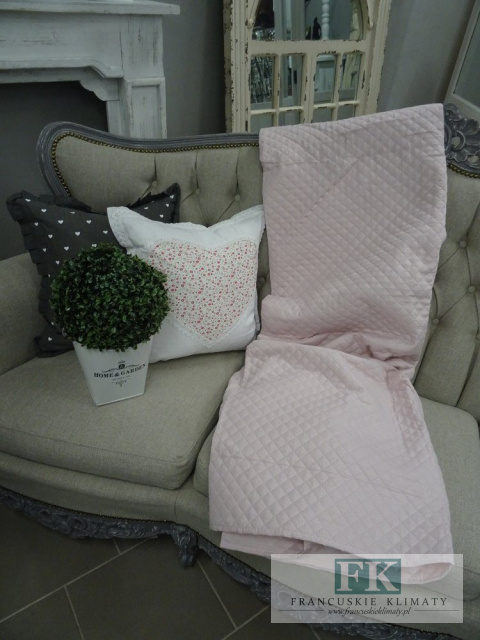 KŁ. NARZUTA PIKOWANA GLAMOUR RÓŻOWA 170 X 210 CM BAWEŁNA SHABBY , PROWANSJA , VINTAGE