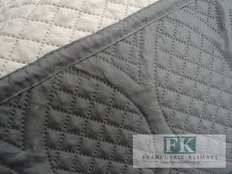 KŁ. NARZUTA PIKOWANA GLAMOUR SZARO-GRAFITOWA 220 X 240 CM BAWEŁNA SHABBY , PROWANSJA , VINTAGE